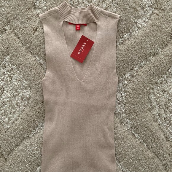 Guess Avani Knit Tunic Mock Fitted Beige Top/Sweater (new with Tags) - Picture 2 of 4